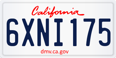 CA license plate 6XNI175