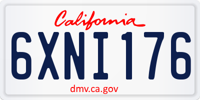 CA license plate 6XNI176