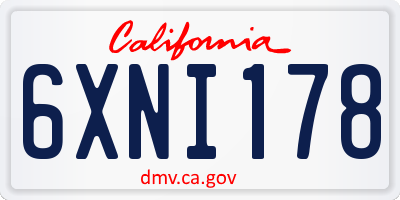 CA license plate 6XNI178