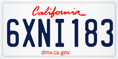 CA license plate 6XNI183