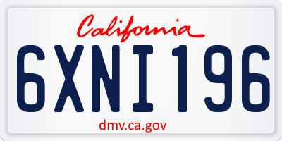 CA license plate 6XNI196