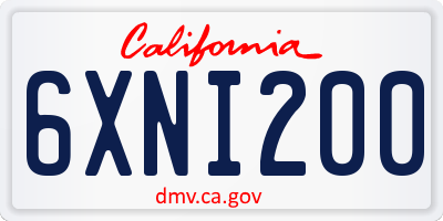 CA license plate 6XNI200