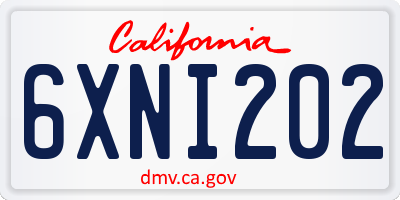 CA license plate 6XNI202