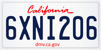 CA license plate 6XNI206