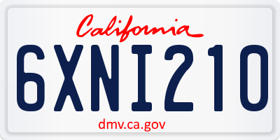 CA license plate 6XNI210