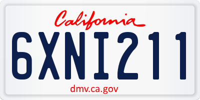 CA license plate 6XNI211