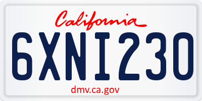 CA license plate 6XNI230