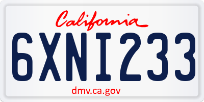 CA license plate 6XNI233