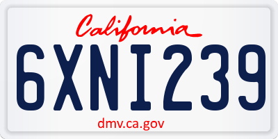 CA license plate 6XNI239