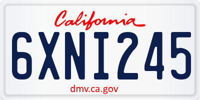 CA license plate 6XNI245