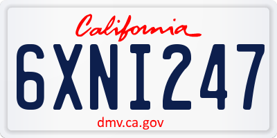 CA license plate 6XNI247
