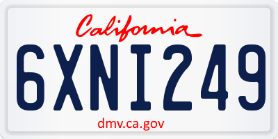 CA license plate 6XNI249