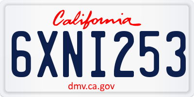 CA license plate 6XNI253