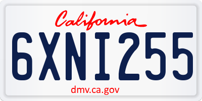CA license plate 6XNI255