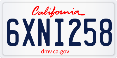 CA license plate 6XNI258