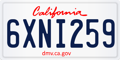 CA license plate 6XNI259