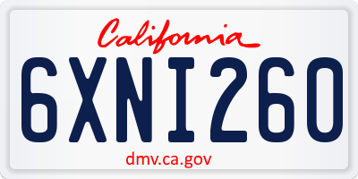 CA license plate 6XNI260