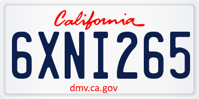 CA license plate 6XNI265