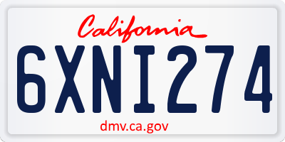 CA license plate 6XNI274
