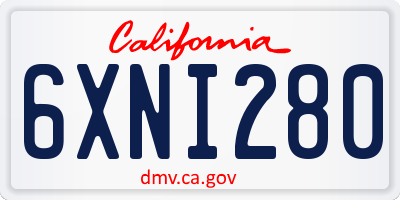 CA license plate 6XNI280