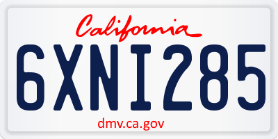 CA license plate 6XNI285