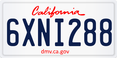 CA license plate 6XNI288