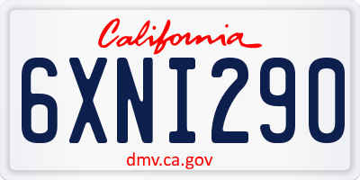 CA license plate 6XNI290