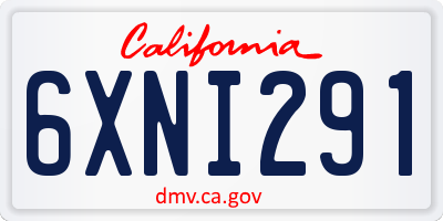 CA license plate 6XNI291