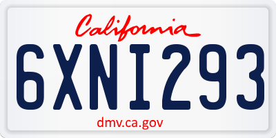 CA license plate 6XNI293