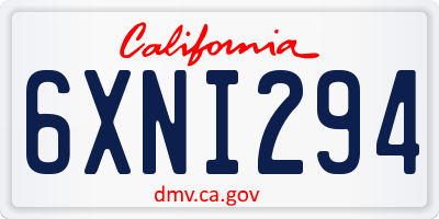CA license plate 6XNI294