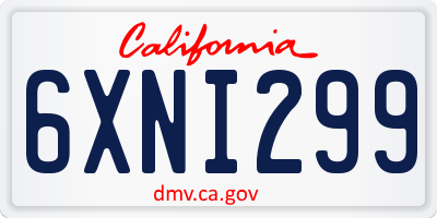 CA license plate 6XNI299