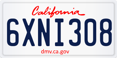 CA license plate 6XNI308