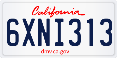 CA license plate 6XNI313