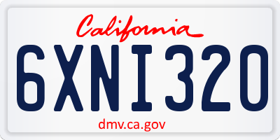 CA license plate 6XNI320