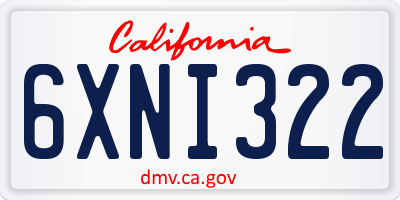 CA license plate 6XNI322