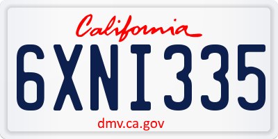 CA license plate 6XNI335