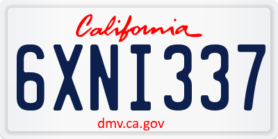 CA license plate 6XNI337