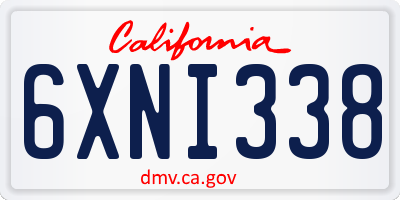 CA license plate 6XNI338