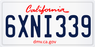CA license plate 6XNI339