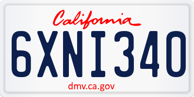 CA license plate 6XNI340