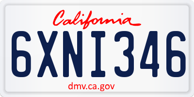 CA license plate 6XNI346