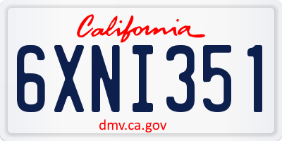 CA license plate 6XNI351