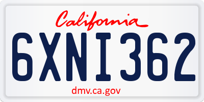 CA license plate 6XNI362