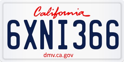 CA license plate 6XNI366