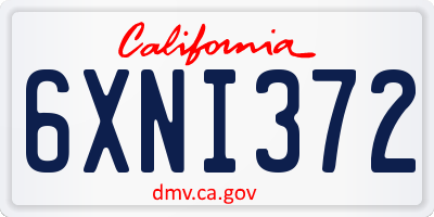 CA license plate 6XNI372