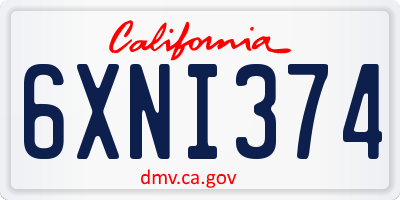 CA license plate 6XNI374
