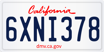 CA license plate 6XNI378