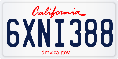 CA license plate 6XNI388