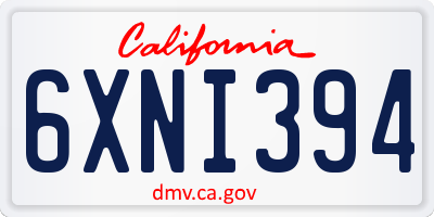 CA license plate 6XNI394