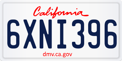 CA license plate 6XNI396